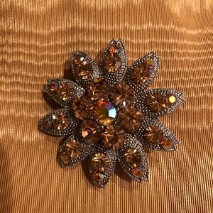 Beautiful Brooch with stones, silver backing